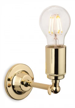 Image of 1 Light Indoor Candle Wall Light Polished Brass, E27