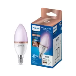 Image of Philips Wiz Ses 40W LED Cool White, RGB & Warm White Candle Smart Light Bulb