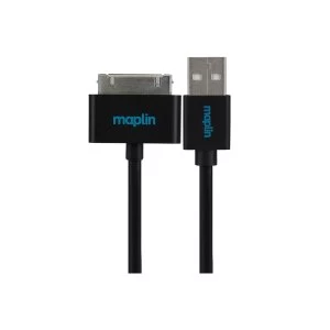 Image of Maplin Premium 30 Pin for Samsung to USB A Male Cable 1.5m Black