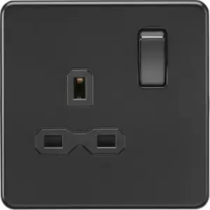 Image of MLA Knightsbridge 13A 1 Gang DP Socket Matt Black W/Black Insert - SFR7000MBB