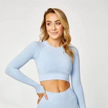 Image of USA Pro Long Sleeve Seamless Crop Top - Brunera Blue