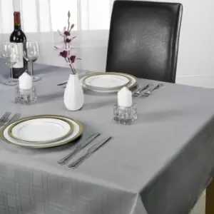 Image of Emma Barclay Chequers Tablecloth, Silver, 70" Round Diametre
