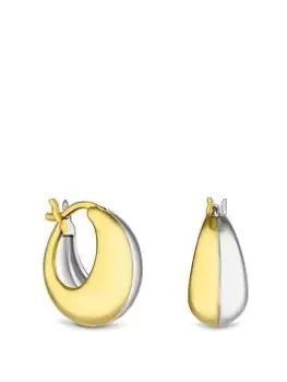 Image of Inicio Two Tone Plated Recycled Teardrop Hoop Earrings Gift Pouch