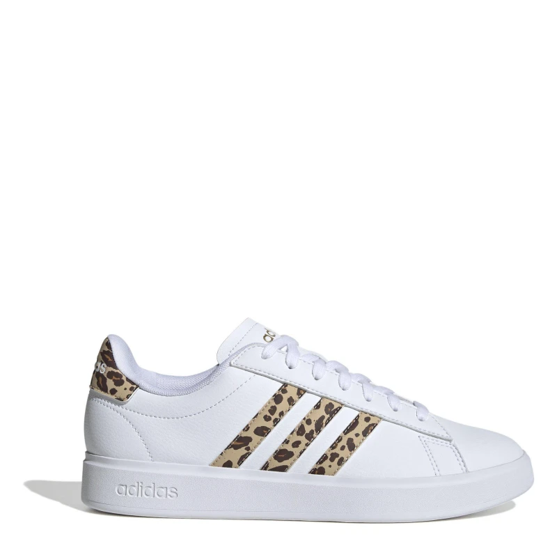 Image of adidas Womens Grand Court Sneakers Wht/Leop female 4 (36.7)