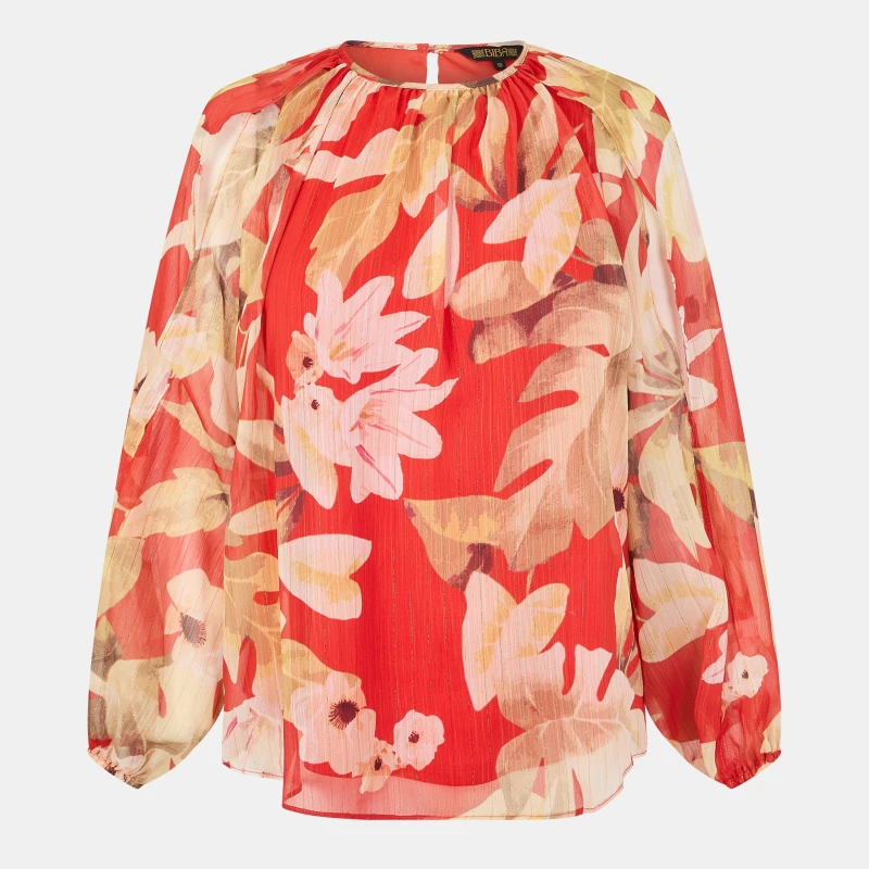 Image of Biba Womens Split Long-Sleeve Blouse Tropical female 8 (XS)