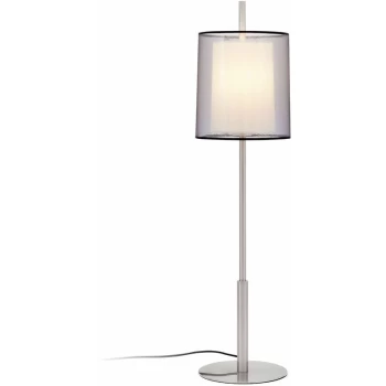 Image of Faro Saba - 1 Light Tall Table Lamp White, Matt Nickel with Double Shade, E27