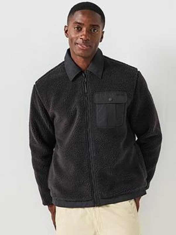 Image of Levis Sherpa Jacket with Shirt Collar Black Men S;M;L;XL