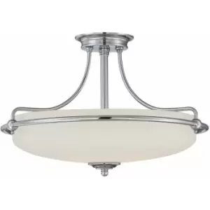 Image of 1 Bulb Semi Flush Uplighter Etched Glass Shade Antique Nickel LED E27 100W