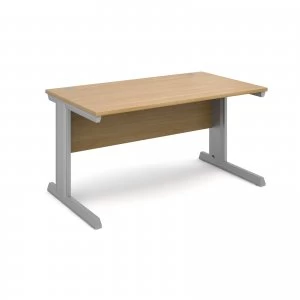 Image of Vivo Straight Desk 1400mm x 800mm - Silver Frame Oak Top