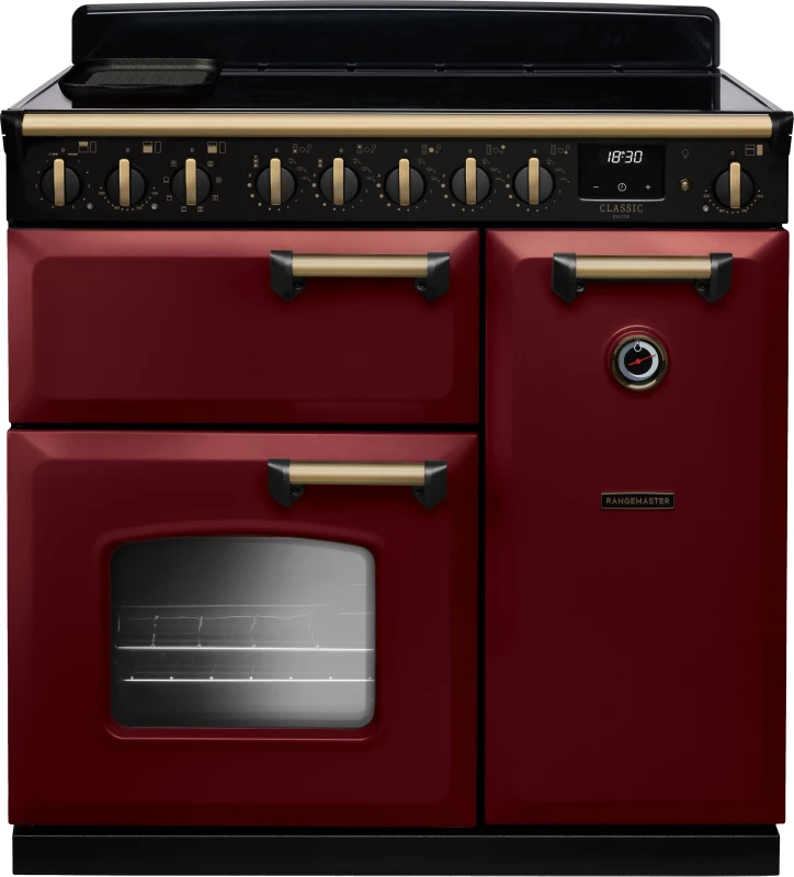 Image of Rangemaster CLDL90EIPBOR/AB1 Classic Deluxe 90cm Induction Range Cooker Antique Brass Trim 18281 - BORDEAUX CLDL90EIPBOR/AB1
