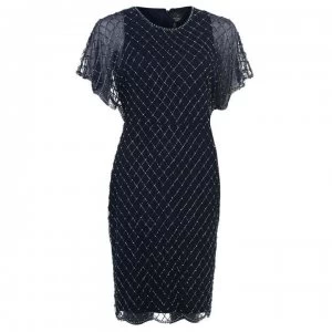 Image of Adrianna Papell Short Beaded Dress - NAVY