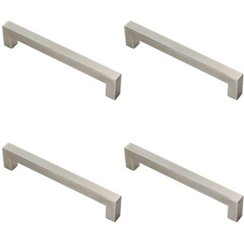 Image of Loops 4x Square Linear Block Pull Handle 174 x 14mm 160mm Fixing Centres Satin Steel Metallics unisex
