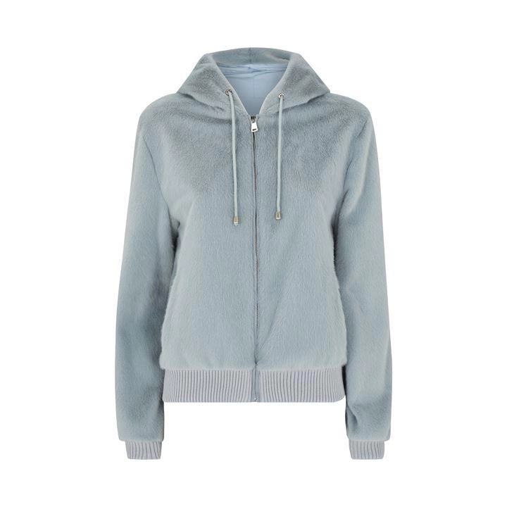 Image of James Lakeland Blue Faux Fur Bomber Jacket - 8