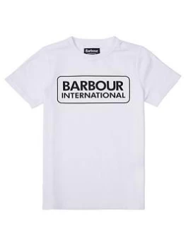 Image of Barbour International Boys Essential Logo T-Shirt - White, Size 8-9 Years