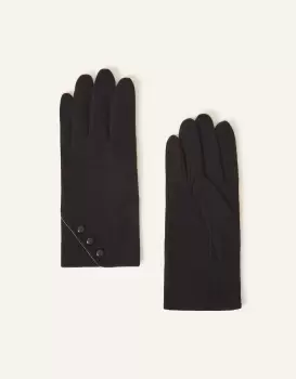 Image of Accessorize Womens Touch Screen Button Gloves in Wool Blend Black