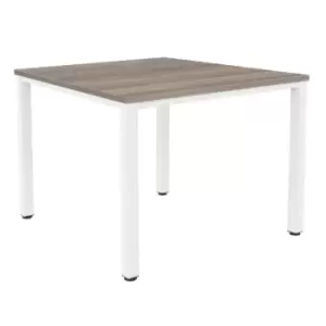 Image of Fraction Infinity Square Grey Oak Meeting Table With White Legs - 140 X 140