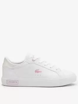 Image of Childrens Lacoste Powercourt Synthetic Trainers Size 1 UK White