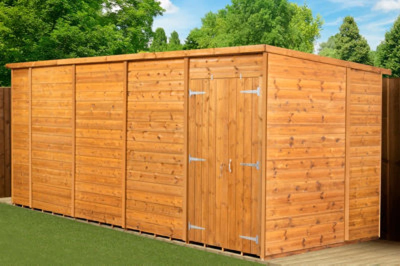 Image of Empire Sheds Empire Modular Pent 18X6 Dipped Treated Tongue And Groove Wooden Garden Shed Double Door (18' X 6' / 18ft X 6ft) (18X6)
