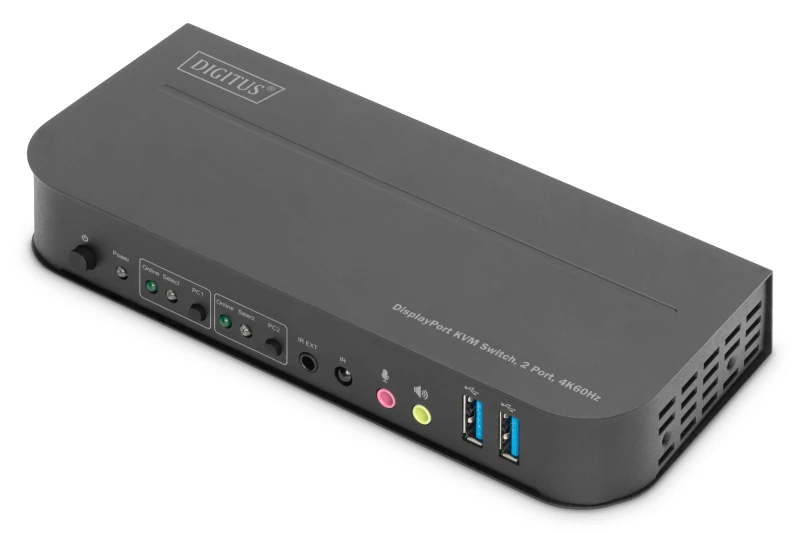 Image of Digitus KVM Switch. 2-Port. 4K60Hz. 2 x DP in. 1 x DP/HDMI out