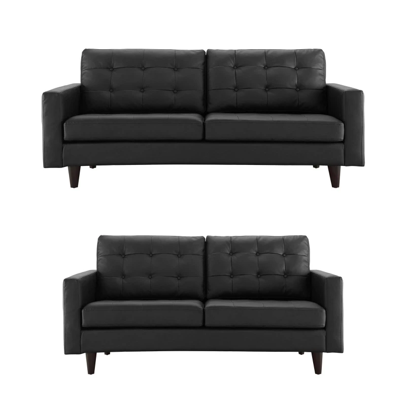 Image of LUXURY LIFE Empress Faux Leather Sofa Set in Black Unisex