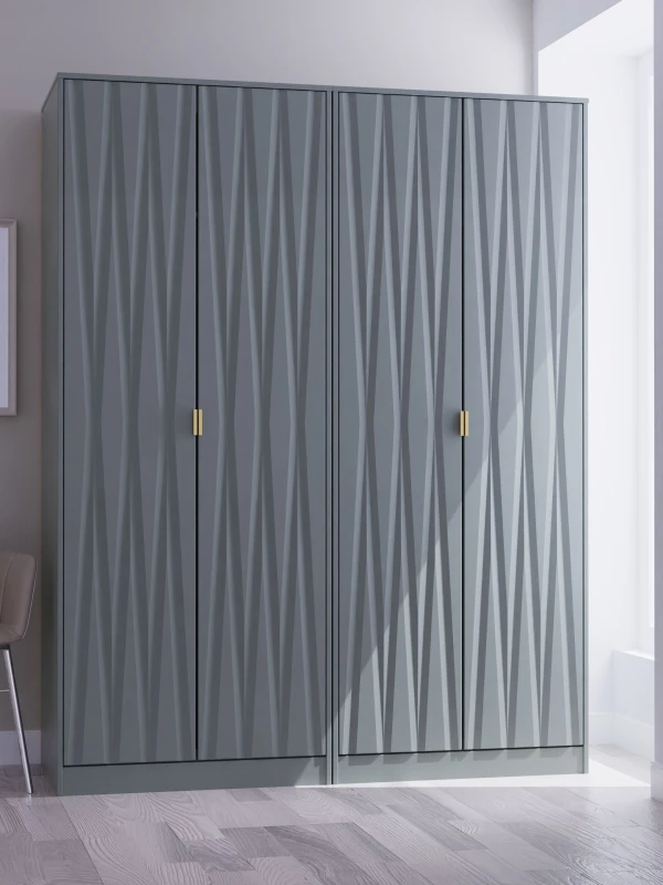 Image of Ready Assembled 2 U Dallas Quad Wardrobe (Ready Assembled) in Pale Green Pale Green Unisex