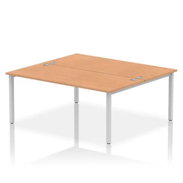 Image of Impulse Impulse Bench B2B 2 Person 1800 Silver Frame Office Bench Desk Oak IMB2P18OAKS
