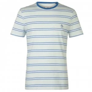 Image of Original Penguin Rugby Stripe T Shirt - Blue 455