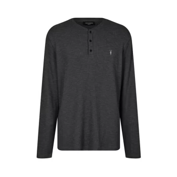 Image of AllSaints Drucker Long Sleeve Henley - Dark Grey