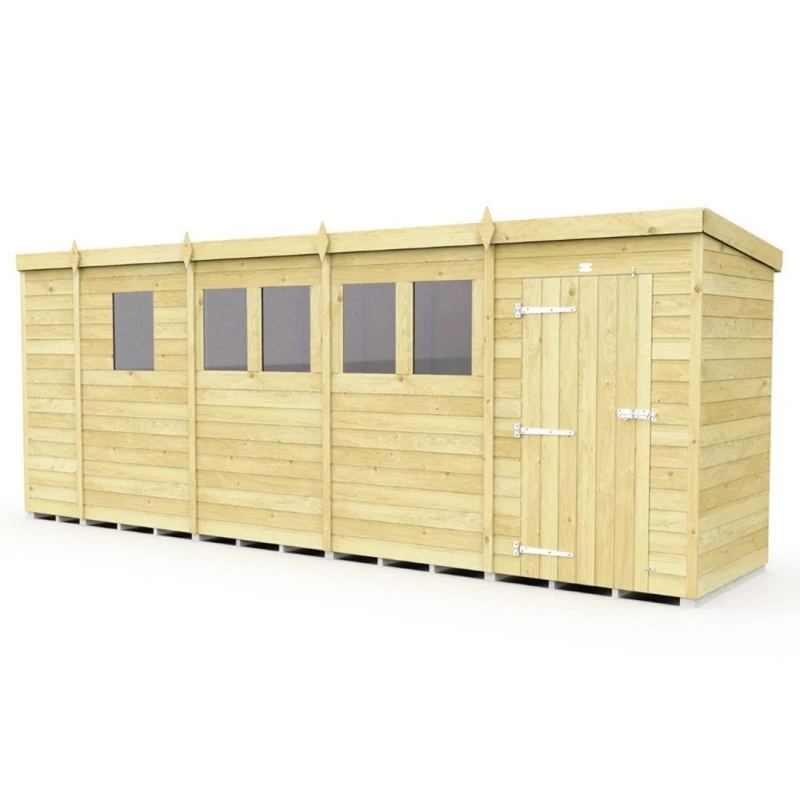 Image of Buttercup Farm 17 x 4 Feet Pent Security Shed - Double Door - L118 x W492 x H201cm in Brown Brown Unisex