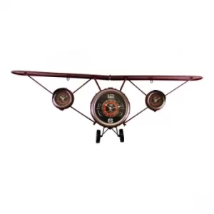 Image of Vintage Aeroplane Clock With 3 Clocks & Display Shelf