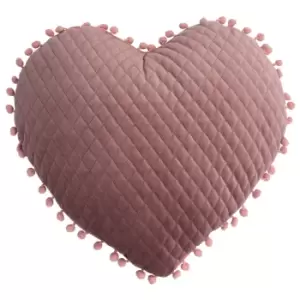 Image of Little Furn. Large Heart Pom-Pom Pre-filled Cushion Polyester Blush