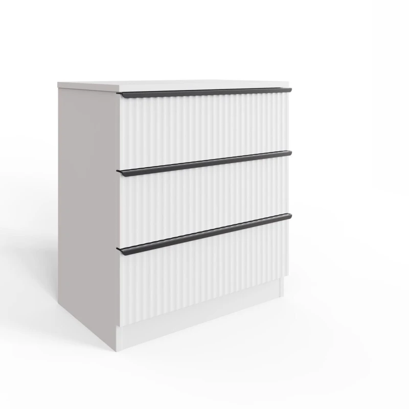 Image of FWStyle FWStyle White 3 Drawer Chest Of Drawers Scalloped Ripple Effect White One Size Unisex 5056413127945