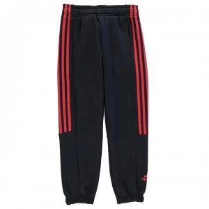 Image of adidas 3 Stripe Fleece Pants - Black/Red