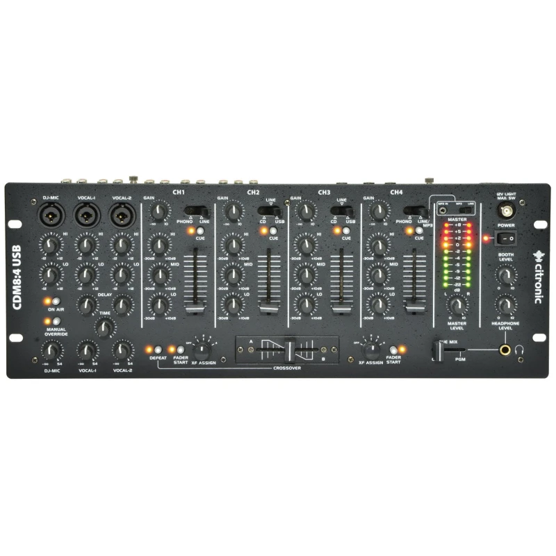 Image of Citronic Citronic CDM8: 4 USB 19" Rack Mount 14 Input DJ Mixer with 4 Channels CDM8:4 USB