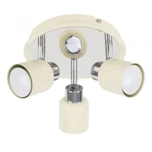 Image of Benton 3-Way Ceiling Spotlight in Cream and Chrome