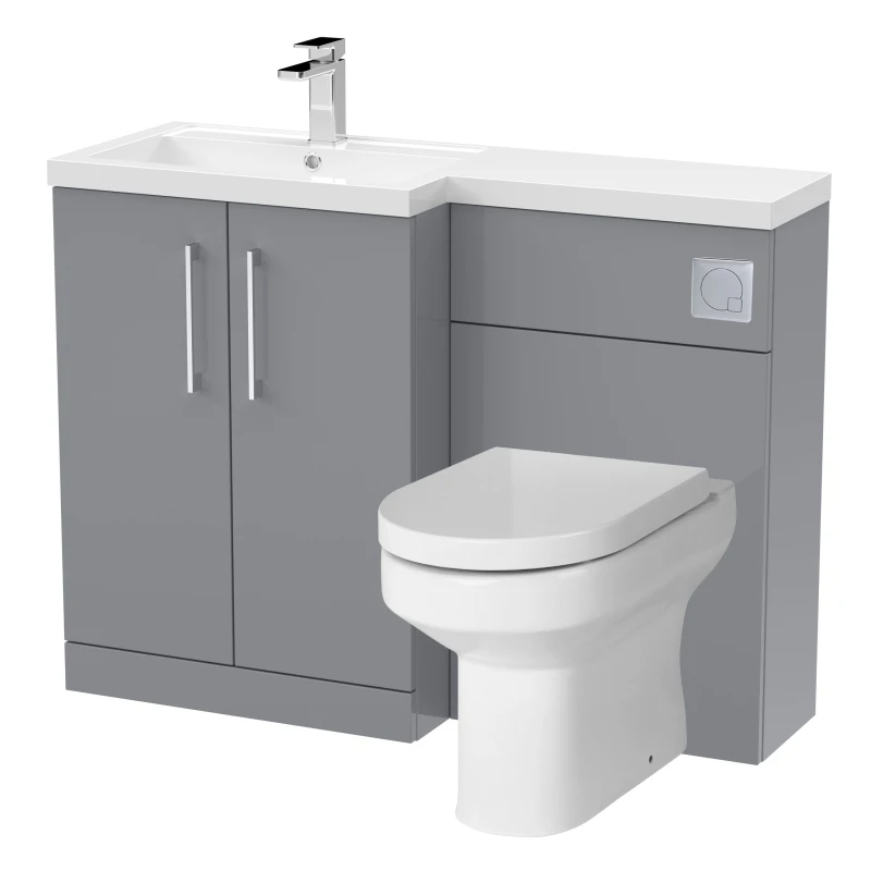 Image of Balterley Floor Standing Vanity Basin WC Unit PanSeat Cistern Left Hand Grey Grey
