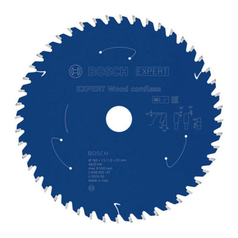 Image of Bosch Expert Wood Cordless Circular Saw Blade 160 X 1.5/1 X 20 mm T48 2608902147