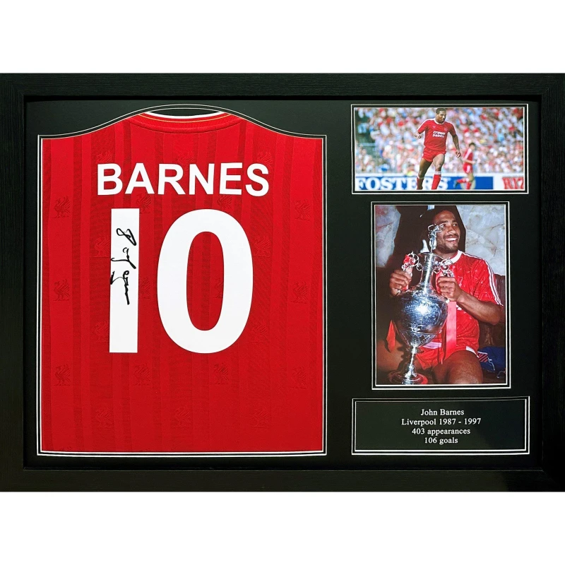 Image of AllStarSignings Ltd John Barnes signed Liverpool home shirt Red unisex One Size