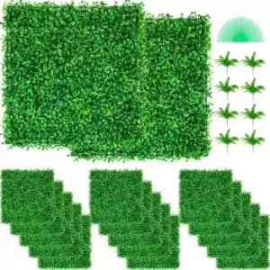 Image of Artificial Boxwood Panel Boxwood Hedge Wall Panels 48pcs 10x10" Garden Decor Diy