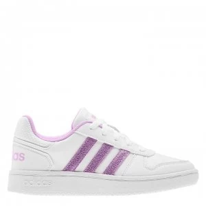 Image of adidas Hoops Court Trainers Junior Girls - White/Lilac