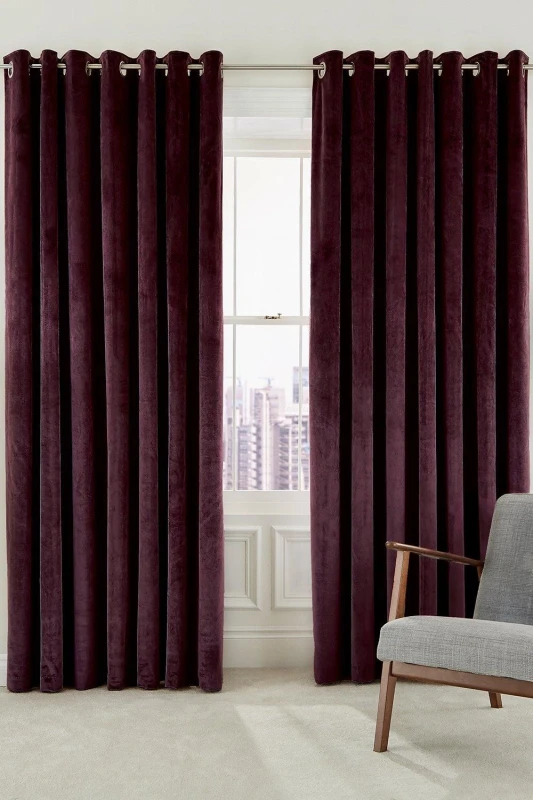 Image of Helena Springfield Helena Springfield 'Escala' Woven Lined Curtains in Dark Red Size: 167cm width x 137cm drop Dark Red 167cm width x 137cm drop Uni