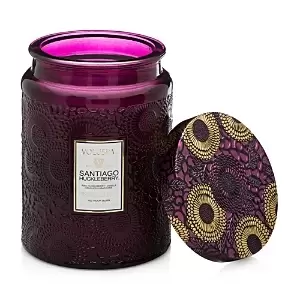 Image of Voluspa Japonica Santiago Huckleberry Large Embossed Glass Candle 16 oz.