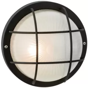 Image of Firstlight Court - 1 Light Outdoor Bulkhead Wall, Flush Light Black, Frosted Glass IP44, E27
