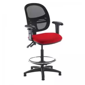 Image of Jota mesh back draughtsmans chair with adjustable arms - Panama Red