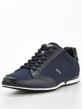 Image of Hugo Boss Saturn Low Profile Nylon Trainers Navy Size 7 Men