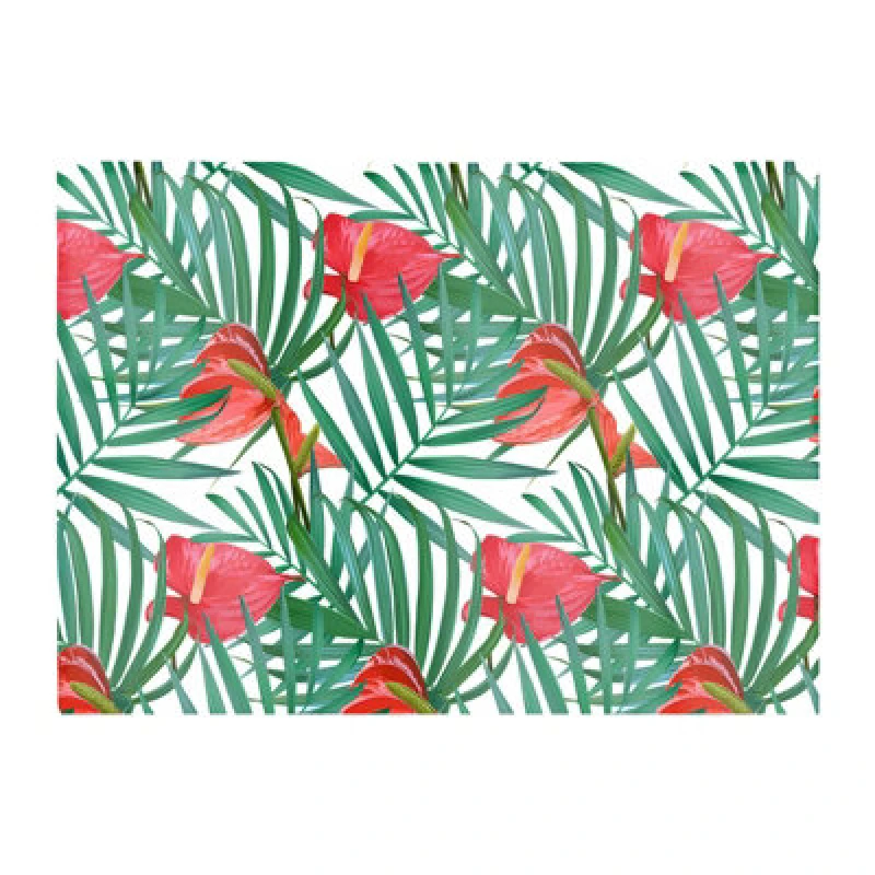 Image of Warren Reed Designer Tropical Flowers And Palm Leaves Glass Chopping Board