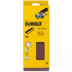 Image of DEWALT 100 x 560mm Multi Purpose Sanding Belts 100mm x 560mm 80g Pack of 3
