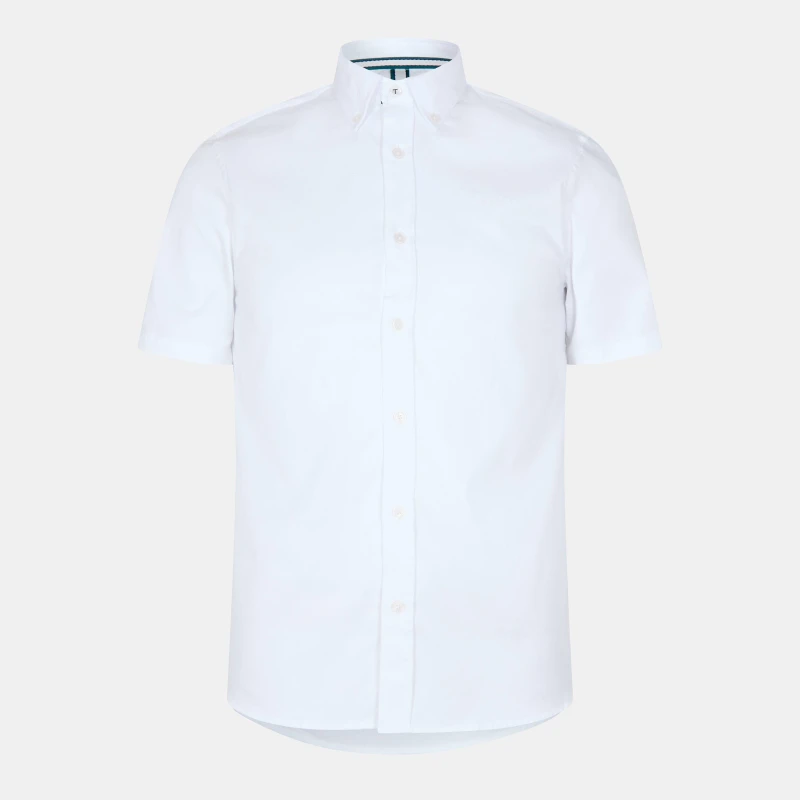 Image of Ted Baker Mens Oxford Short-Sleeve Plain Shirt White male S (2)