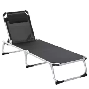 Image of Outsunny Folding Outdoor Reclining Sun Lounger - Black