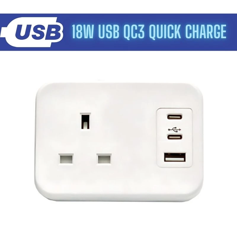 Image of POWERDATA White DESKTOP 1X POWER - DUAL USB C + A CHARGER - 18W